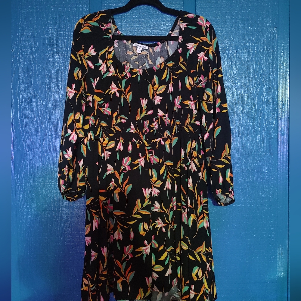 Marisa Olivia Mini Floral Black Dress Xl